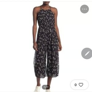 Collective Concepts Women’s Floral Accordion Jumpsuit In Black Sz L